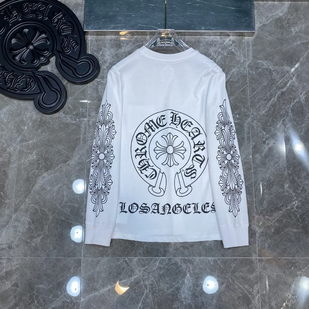 P160 Chrome Hearts long T series, counter synchronized, classic cross horseshoe flower arms ⭐ long-sleeved T-shirt, city limited edition ❤ special customized version 1:1 high weight fabric Recommended colors: white, black, mud gray, code size: S, M, L, XL.
